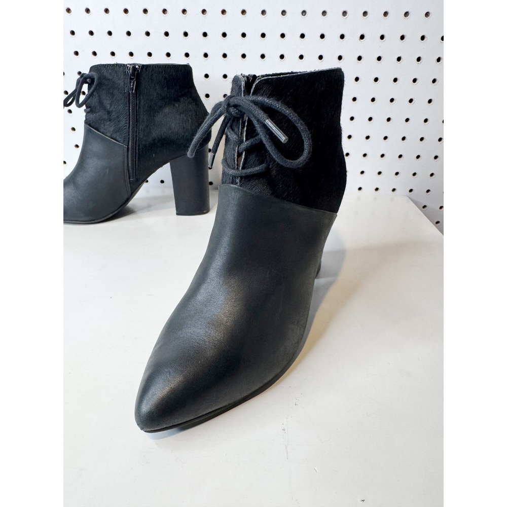 Seychelles by Corey Lynn Calter | Black Leather Calf Hair Pointed Toe Booties - Picture 3 of 10